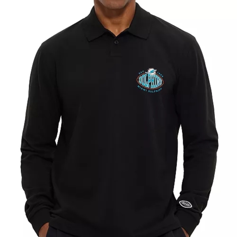 NEW Hugo BOSS x NFL Miami Dolphins Long Sleeve Polo Shirt Men's XL Black NWT
